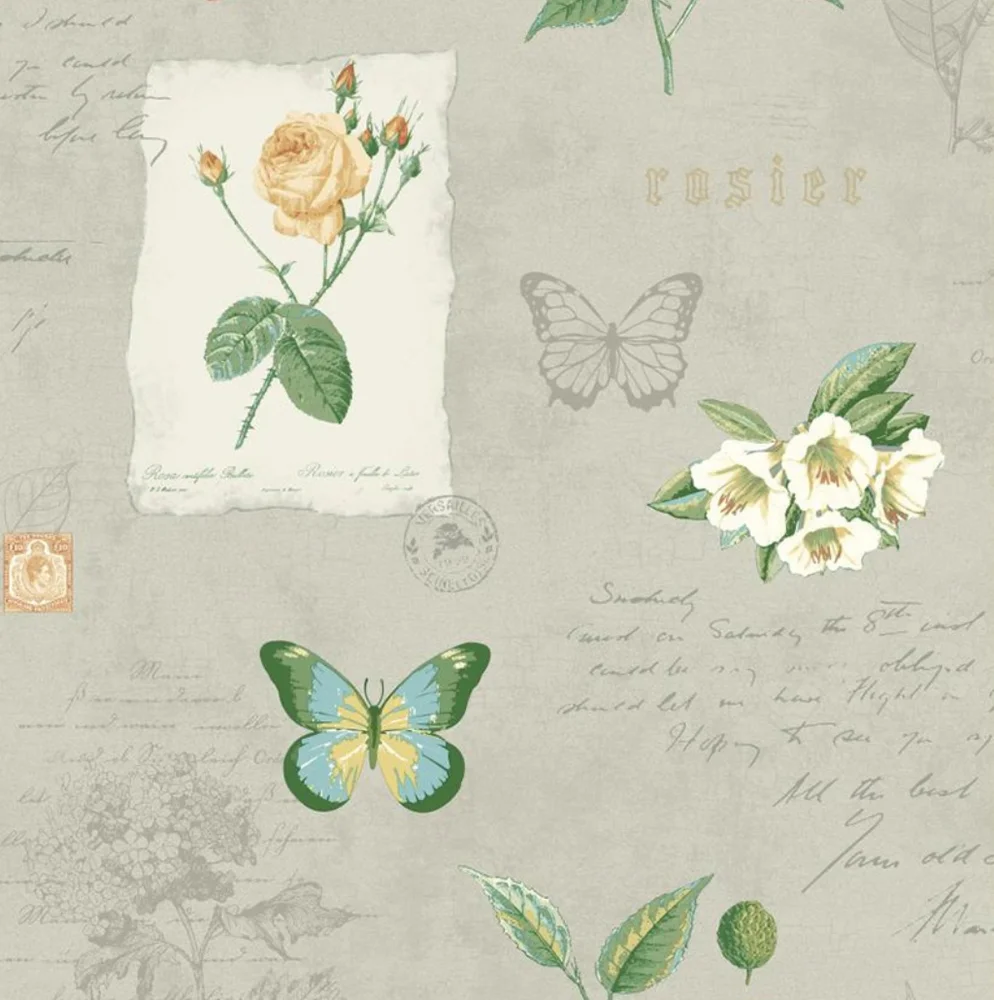 Wallpaper Botanical & Butterfly Rosier